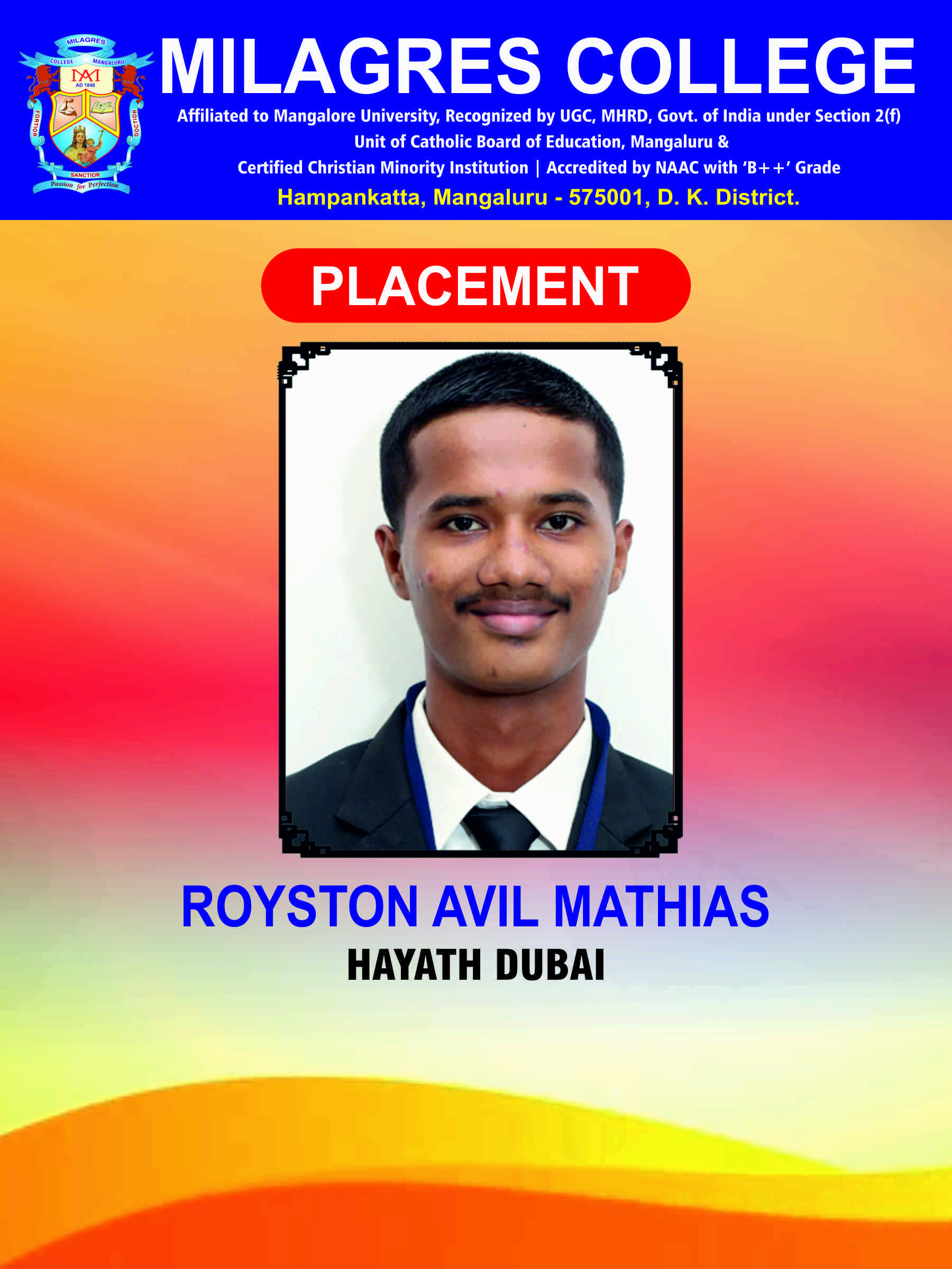 Successfully placed student